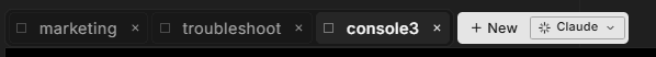 Console tab strip with multiple named tabs