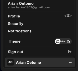 Account settings page