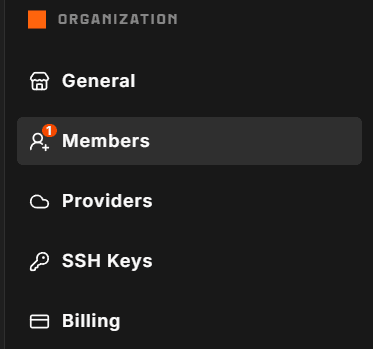 Organization settings section