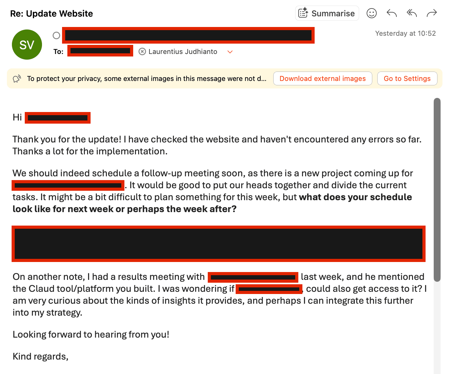 Successful implementation, landed a new project and a collaboration.