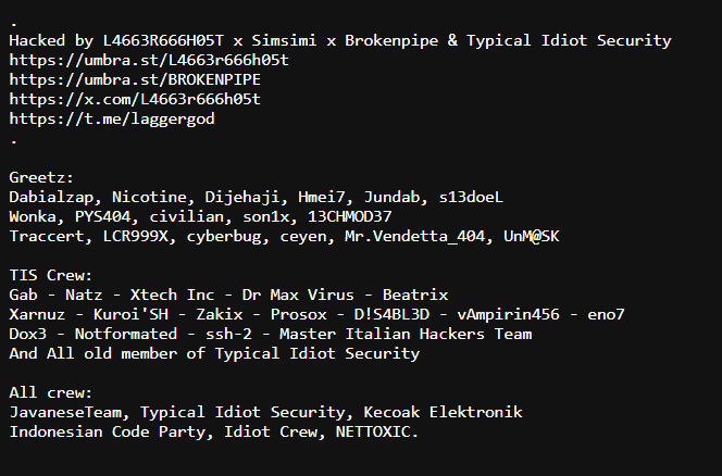 Hacker Credits - Indonesian