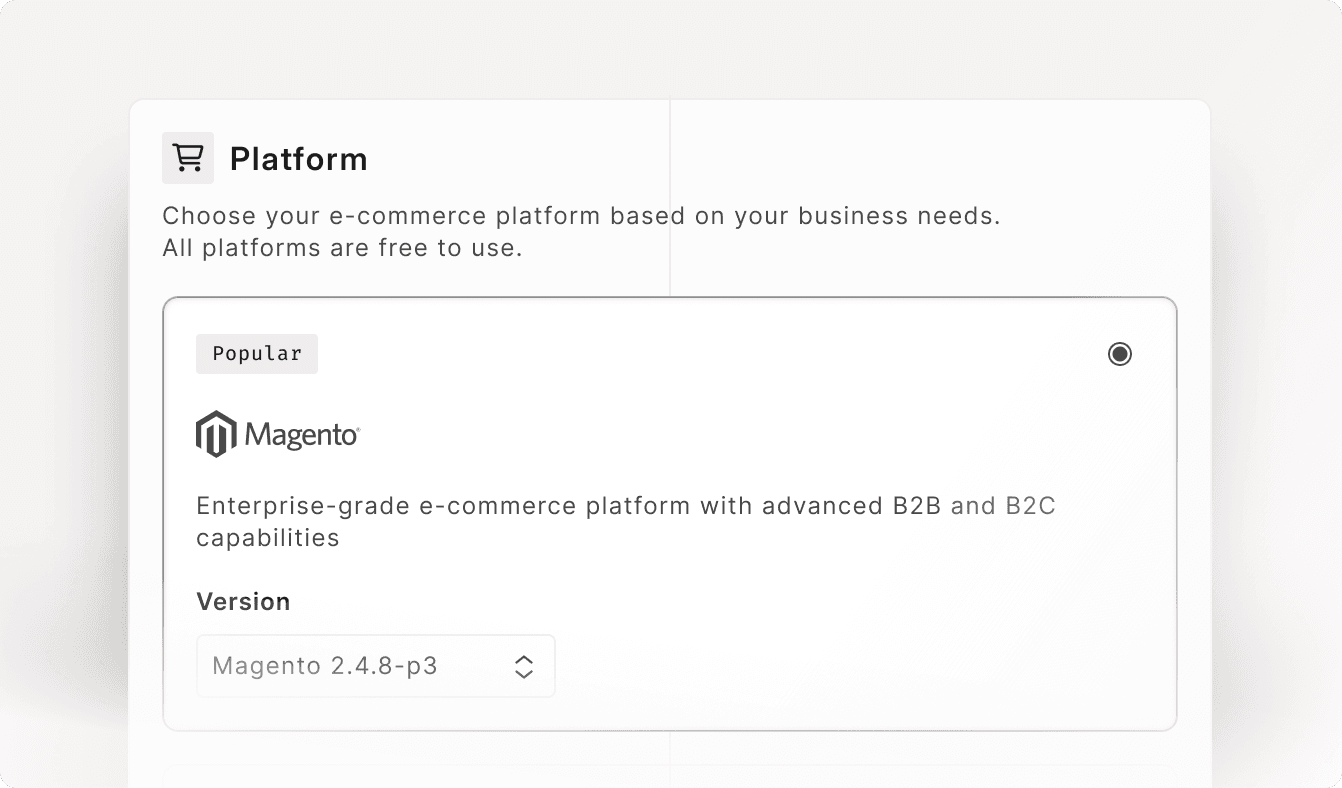 Pinning an exact Magento version from the version dropdown in the Hub